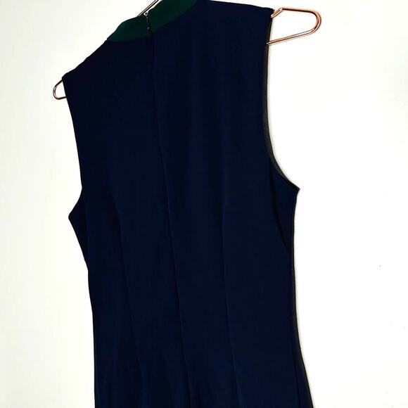 ALEXIA ADMOR Green Navy Colorblock Sleeveless Crepe Sheath Midi Dress Size M - Picture 8 of 13